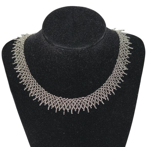 Handmade Turkish Silver Fine Beaded Necklace - Picture 3 of 5